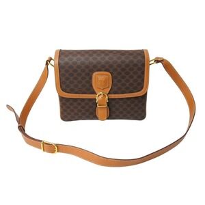 CELINE Macadam Shoulder Bag Brown Logo Triomphe